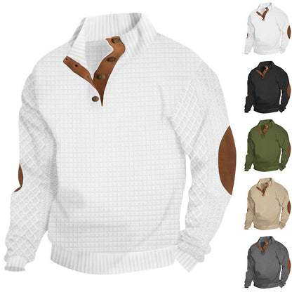 Herren Pullover Stehkragen Leder Modern Style - BerlinGlamour