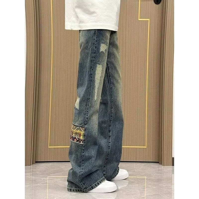 Herren Jeans Bootcut Modell Mit Nieten und Stickerei - BerlinGlamour