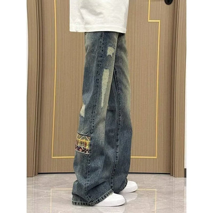 Herren Jeans Bootcut Modell Mit Nieten und Stickerei - BerlinGlamour