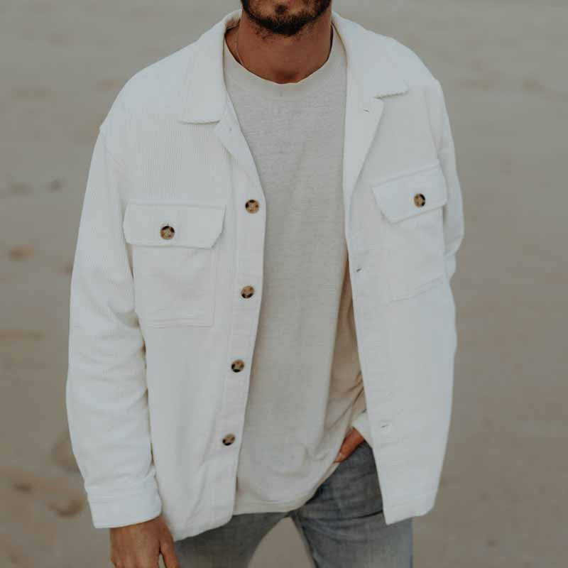 Herren Cordjacke Praktisch mit Brusttaschen Grau - BerlinGlamour