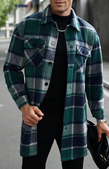 Herren Flanelljacke Kariert Modern mit Taschen