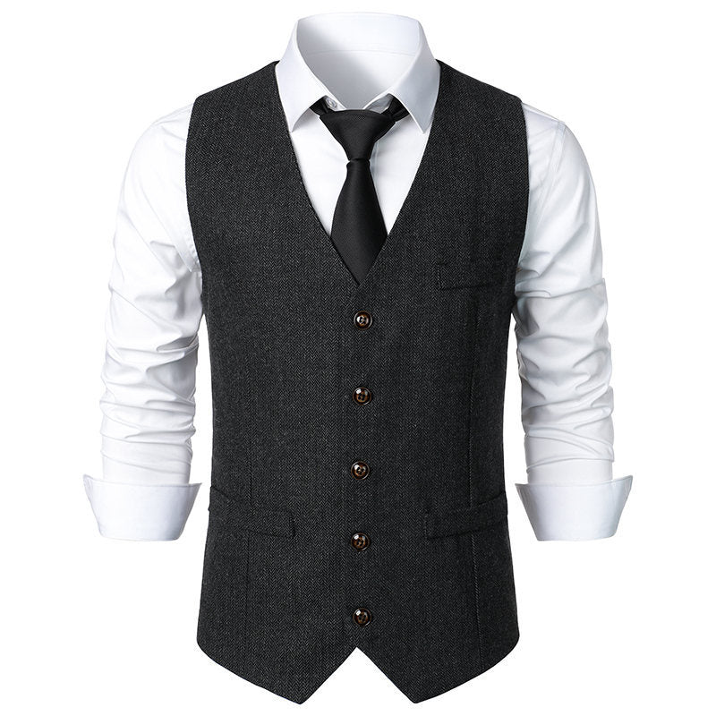 Herren Anzugweste Elegant Hahnentritt Muster Slim Fit