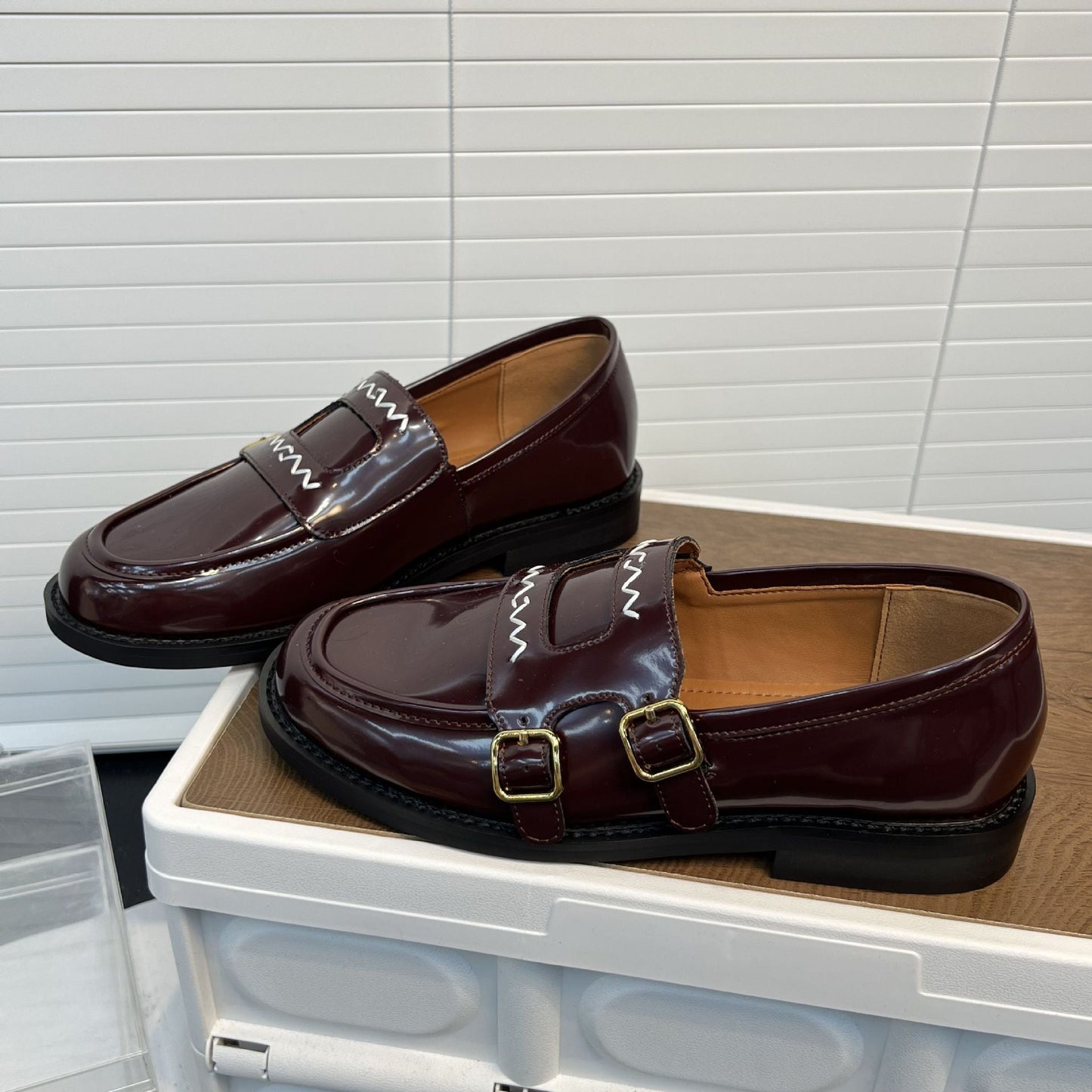 Damen Mokassins Elegante Schnallen Schuhe Schwarz Mode - BerlinGlamour