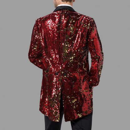 Herren Blazer Pailletten Jacke Glitzernd Elegant