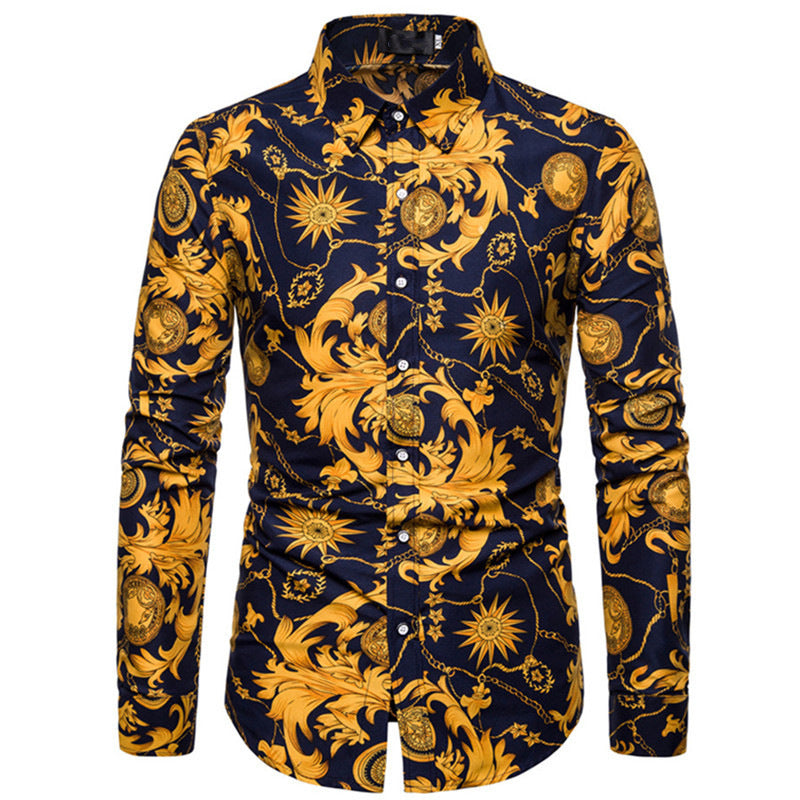 Herren Hemd Elegant Floralmuster Stilvolle Bluse