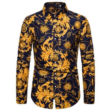 Herren Hemd Elegant Floralmuster Stilvolle Bluse