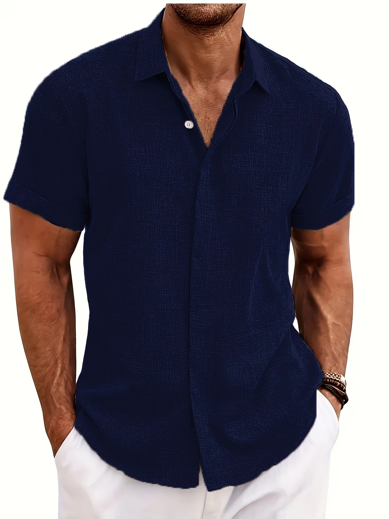 Herren Kurzarmhemd mit Textur Optik Trendy