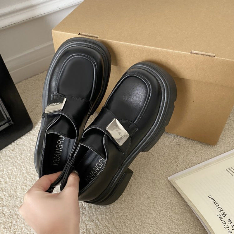 Damen Schnürschuhe Chunky Stilvolle Schnallen Detail Schwarz