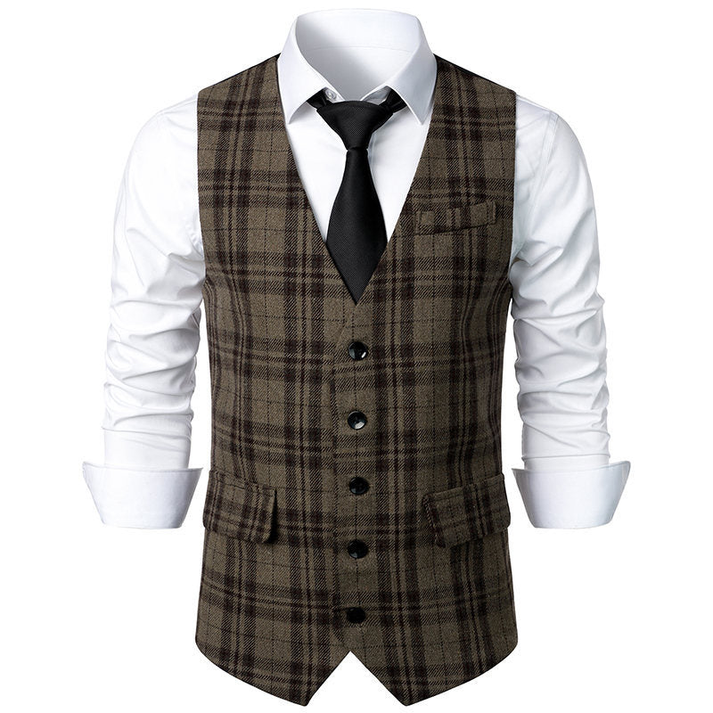 Herren Karoveste Elegant Schnitt Praktisch Mit Taschen