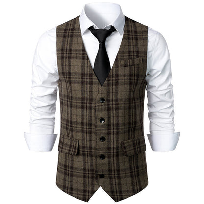 Herren Karoveste Elegant Schnitt Praktisch Mit Taschen