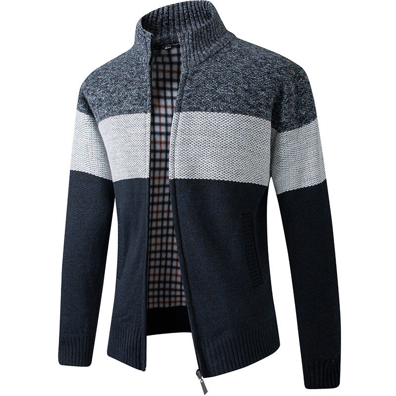 Herren Strickjacke Modern Gestreift Kragen
