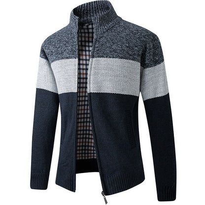 Herren Strickjacke Modern Gestreift Kragen