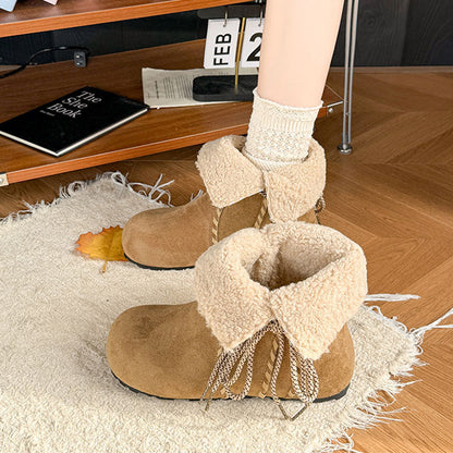Damen Stiefel Kuschelig Warm mit Schnürsenkel Wintermodell