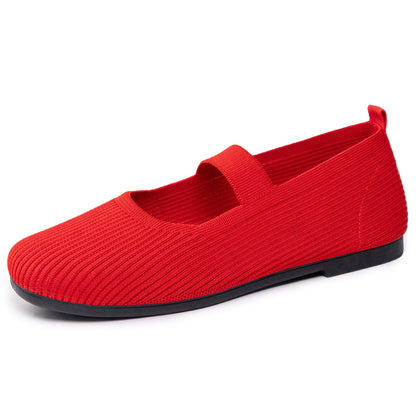 Damen Ballerinas Bequem Strick Elastisch