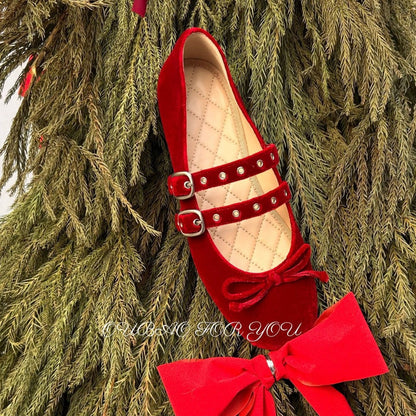 Damen Ballerinas Schnürbänder mit Schleife Elegant