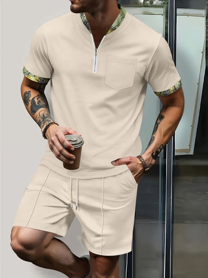Herren Sport-Set Kurz Reißverschluss Schnürung Modern