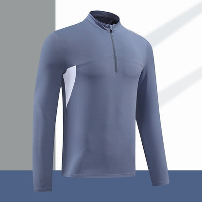 Herren Thermoshirt Funktionsshirt Stehkragen Reißverschluss Sportlich