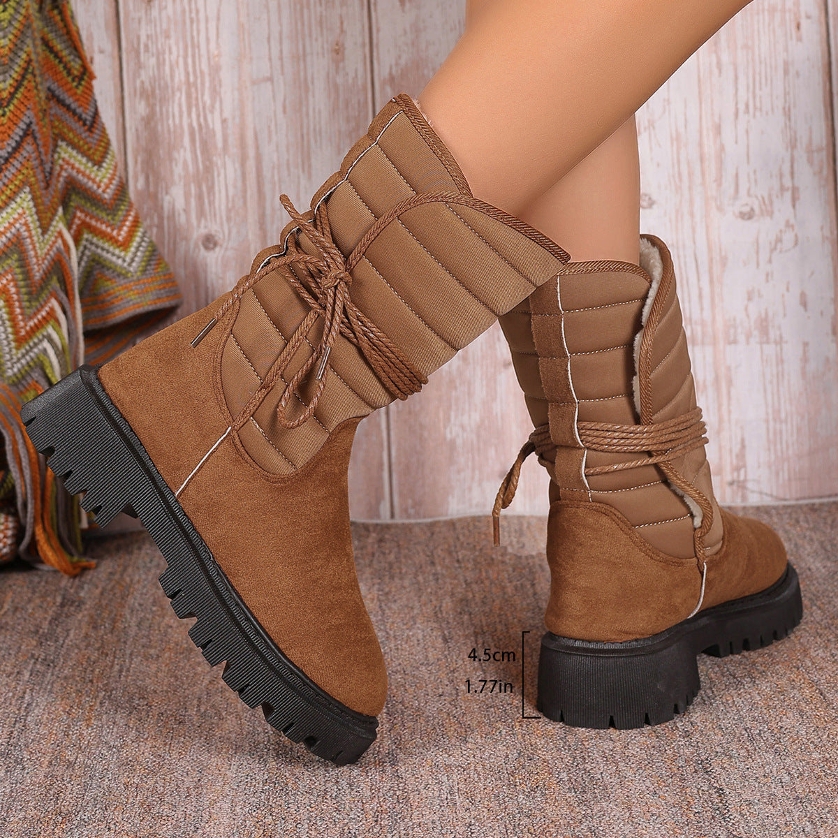 Damen Stiefel Gefüttert Schnürstiefel Rutschfest Winter