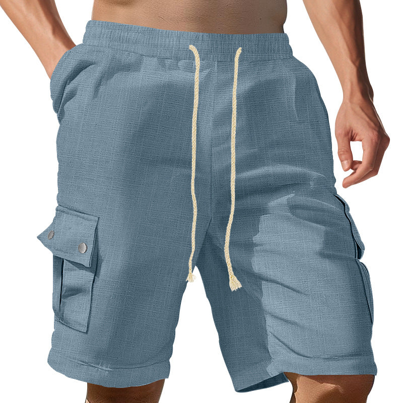 Herren Cargo Shorts Bequem mit Taschen und Kordelzug