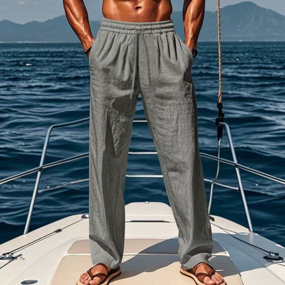 Herren Sommerhose Leinen Bequem Elastisch