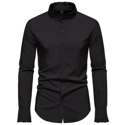 Herren Hemd Langarm Elegantes Stehkragen Hemd Modern