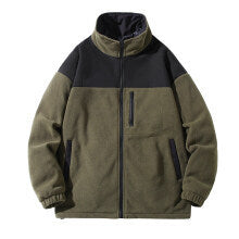 Herren Fleecejacke Warm Hochkragen Reißverschluss Taschen