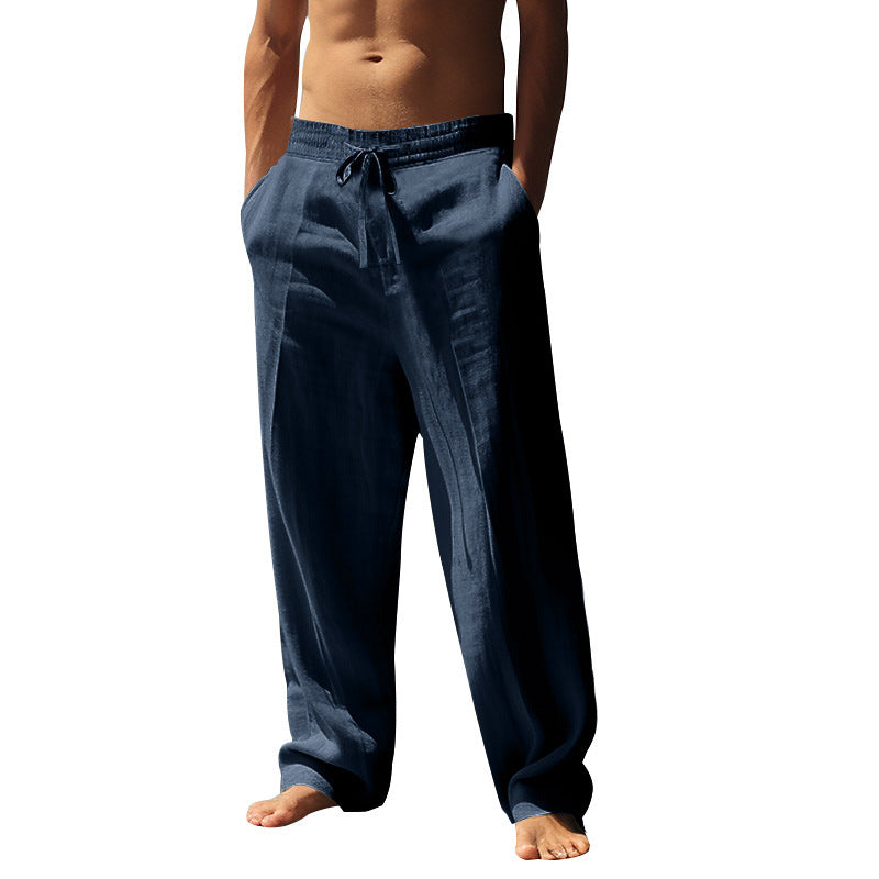 Herren Leinenhose Bequem Elastischer Bund Sommerhose