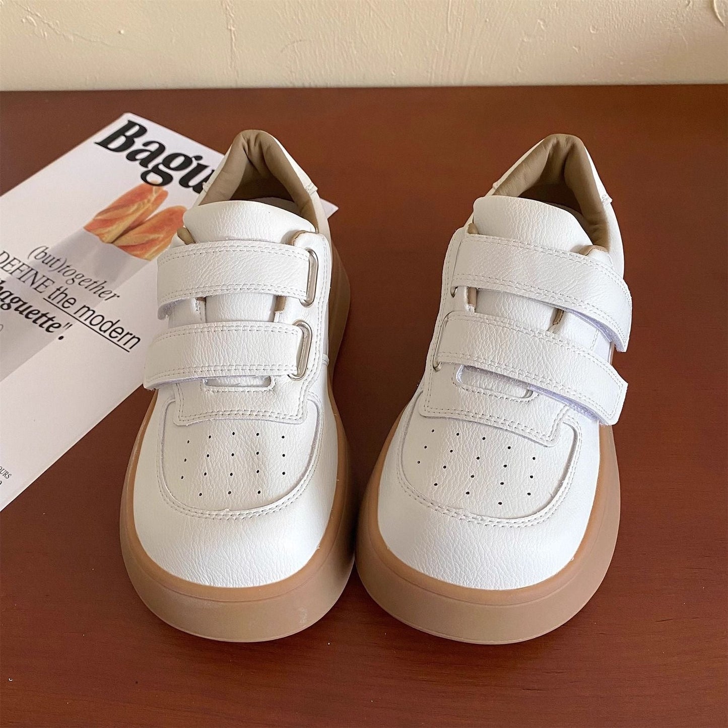Damen Sneaker Plattform Sportlich Komfortabel Klettverschluss