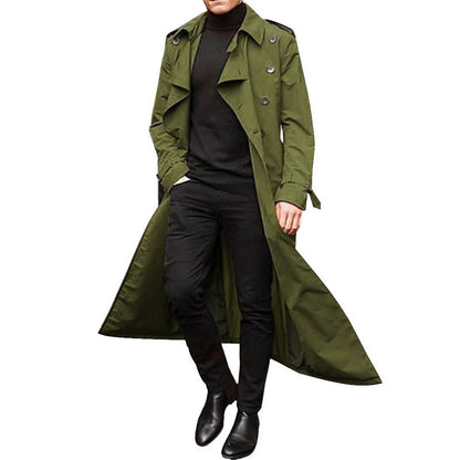 Herren Trenchcoat Eleganter Doppelreihen Mantel Berlin Style