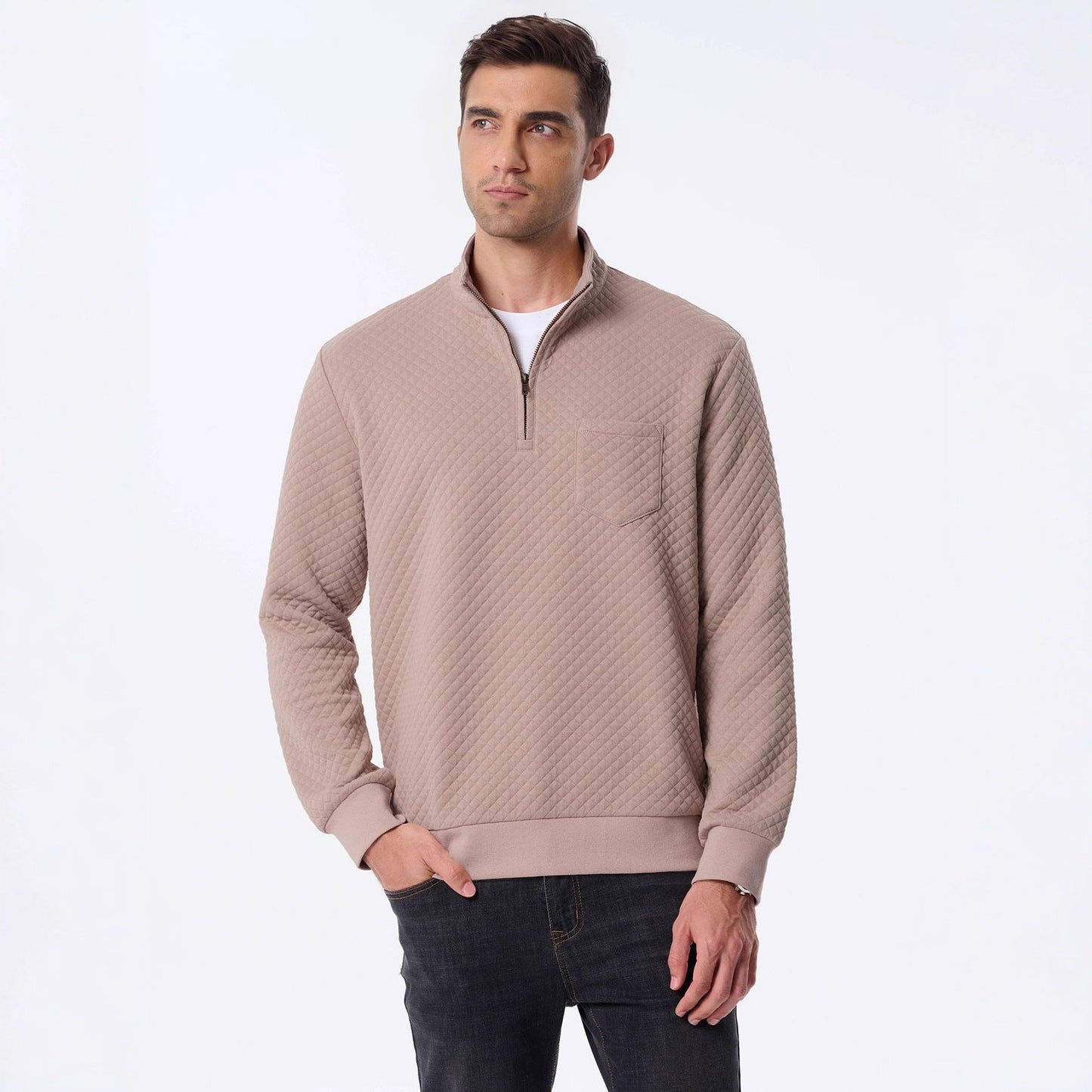 Herren Pullover Stepp mit V-Ausschnitt Modern