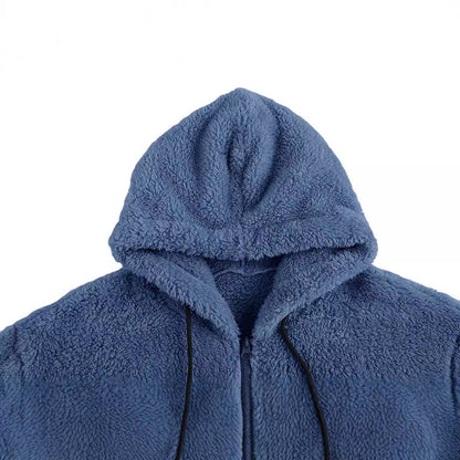 Herren Fleecejacke Warm Kapuze Taschen Sportlich