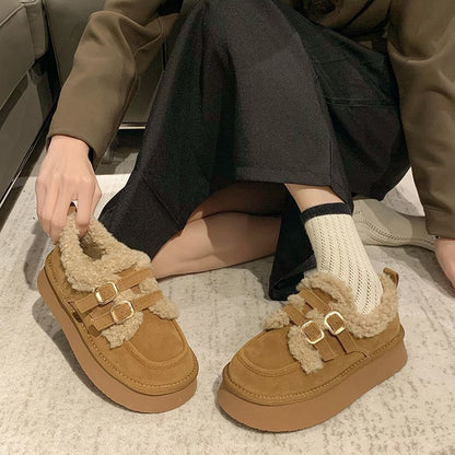 Damen Sneaker Platformschuhe Bequem mit Flausch Innenleben