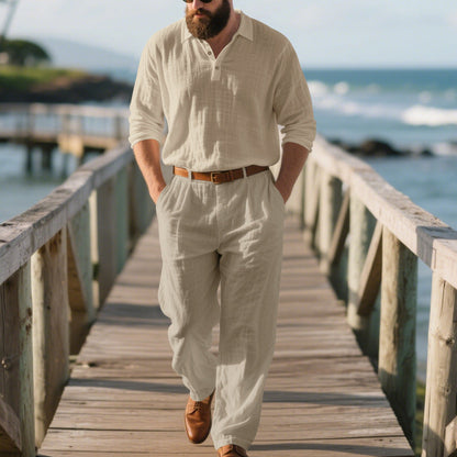 Herren Jumpsuit Freizeit Modern mit Taschen Henley Ausschnitt