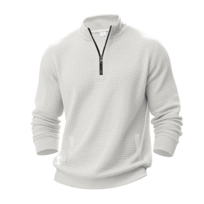 Herren Sweatpullover Strukturiert Reißverschluss Kurz