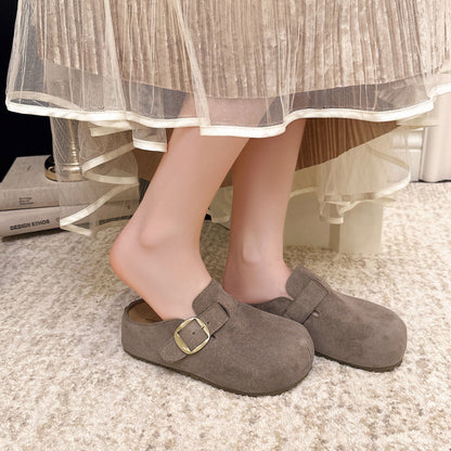 Damen Clogs Wildleder Elegant Schnalle Comfort Schuhe