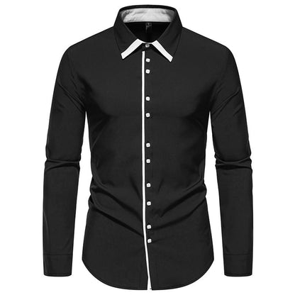 Herren Langarmhemd Elegant Mit Kontrastkragen Modern