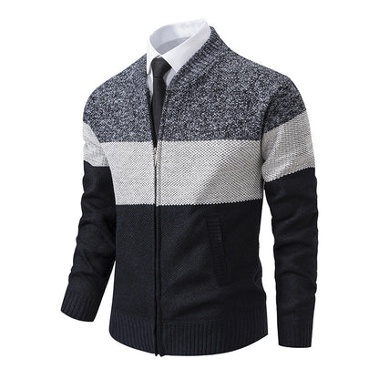 Herren Strickjacke Modern mit Reißverschluss Grau