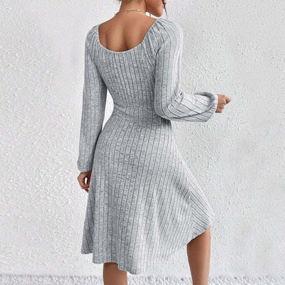 Damen Midi-Kleid Elastisch Raffung Modisch