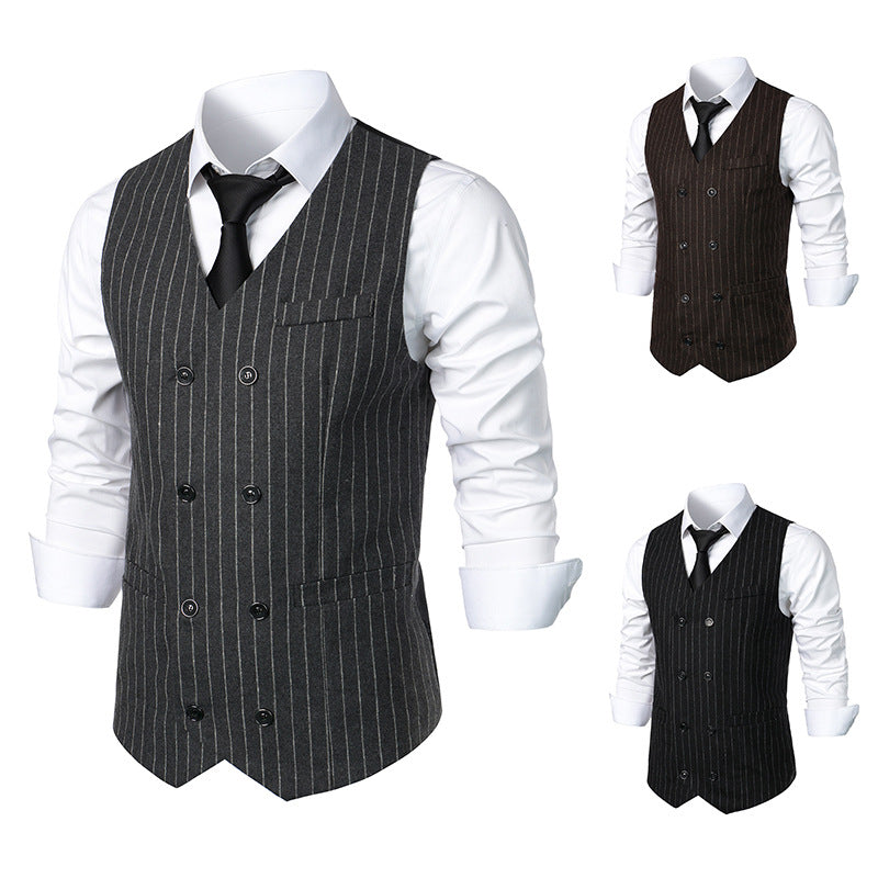 Herren Anzugsweste Elegent Streifenmuster Doppelknopf - BerlinGlamour