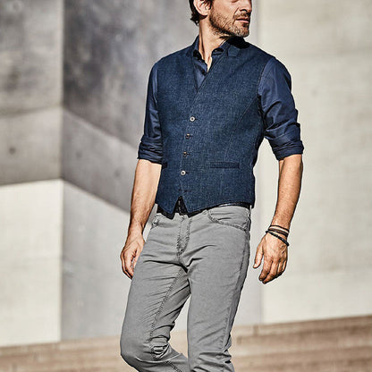 Herren Weste Elegante Slim Fit mit Knöpfen aus Leder