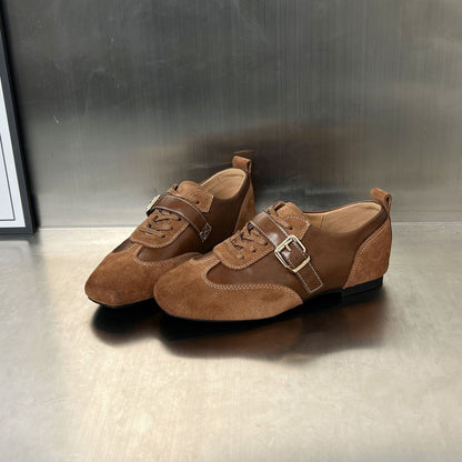 Damen Loafers Elegante Schnallenverschluss Schwarz Lederschuhe - BerlinGlamour