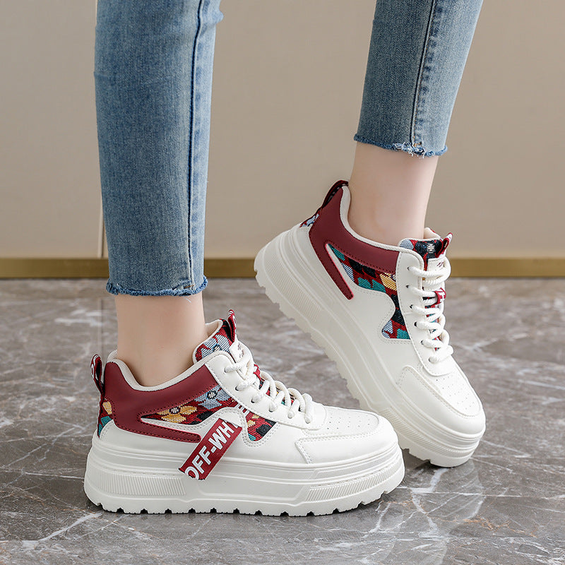Damen Plateau Sneaker High Heel Sportschuhe Bequem