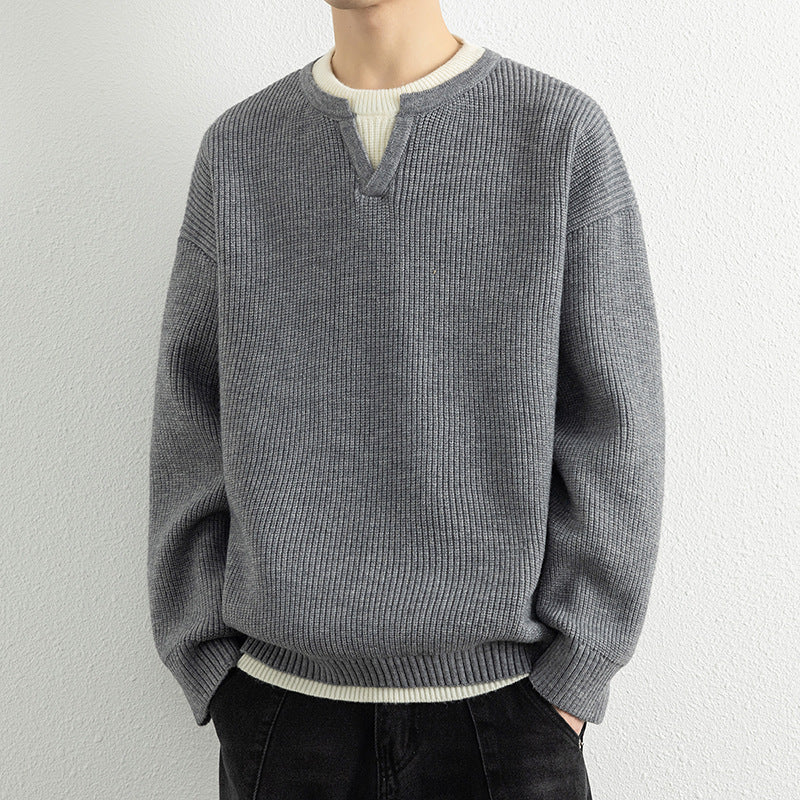 Strickpullover Herren V-Ausschnitt Modern Strukturiert