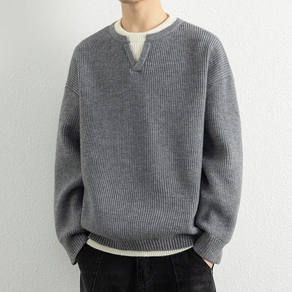 Strickpullover Herren V-Ausschnitt Modern Strukturiert