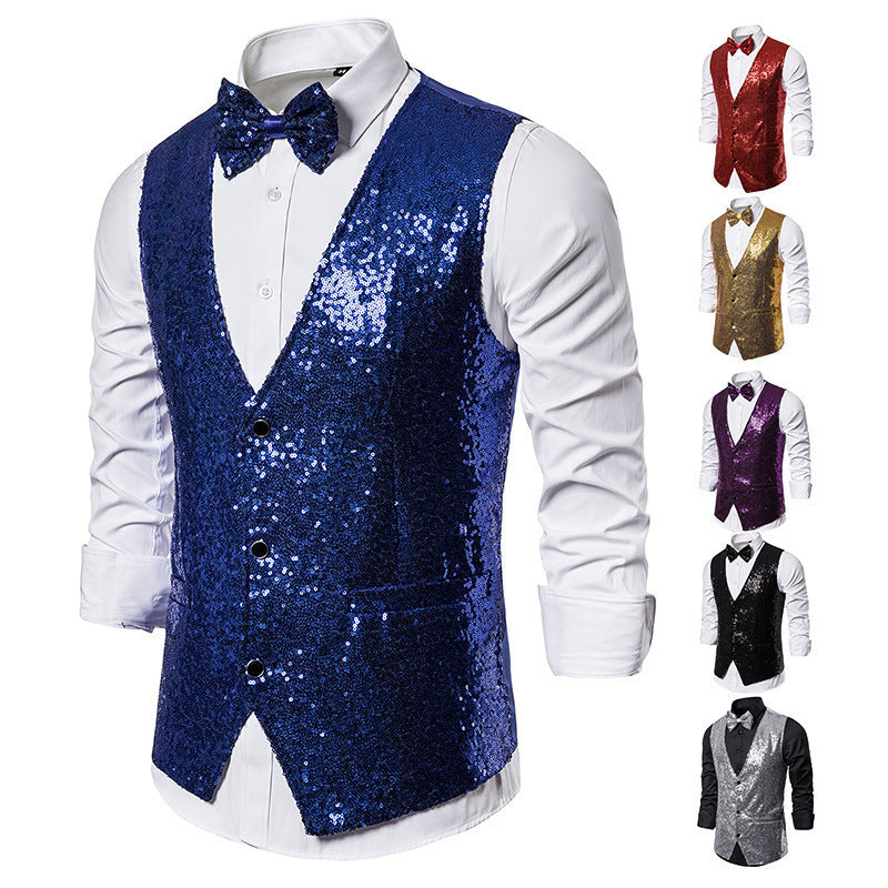 Herren Weste Glitzer Sequin Modern Berlin Style