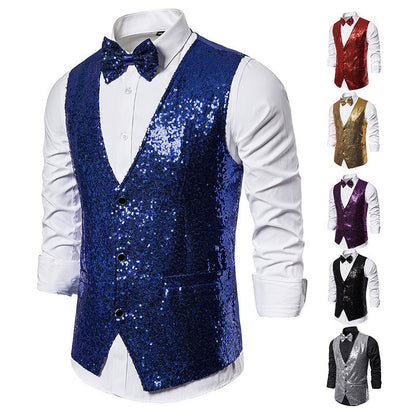 Herren Weste Glitzer Sequin Modern Berlin Style