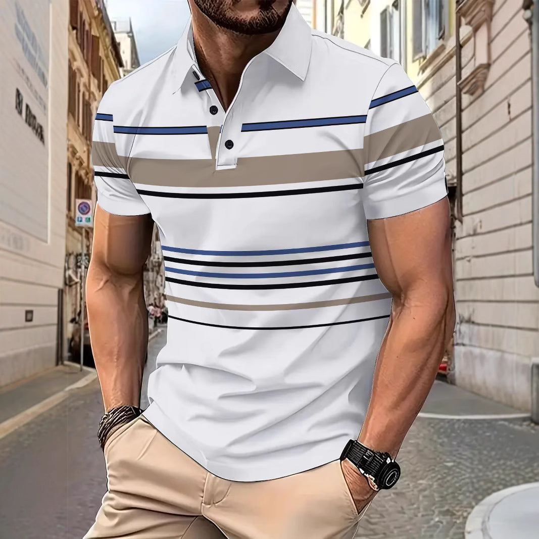 Herren Polohemd Streifenmuster Modern Slimfit - BerlinGlamour