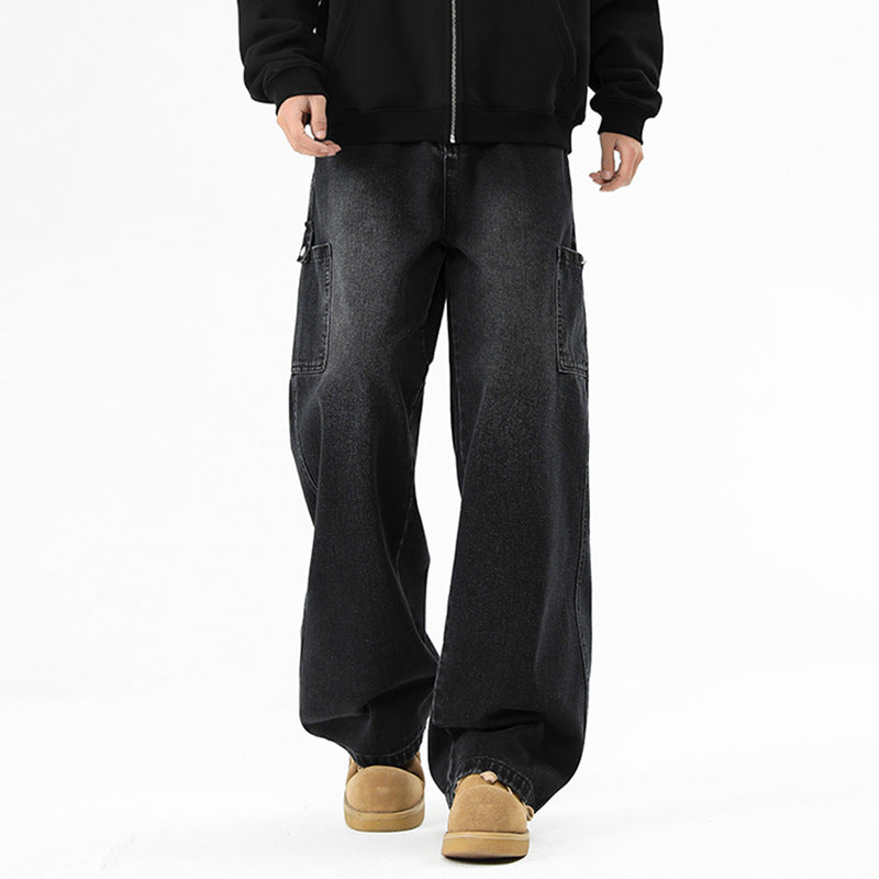 Herren Cargo Jeans Weit Bequem Modern