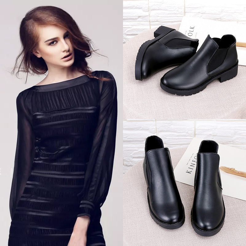 Damen Chelsea Stiefel Elastisch Komfortabel Schwarz