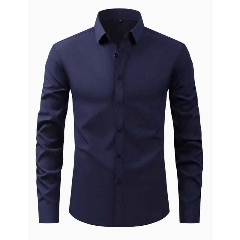 Herren Hemd Langarm Modernes Design Schwarzes Slimfit